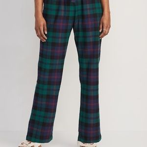 Old Navy NWT Mid-Rise Printed Flannel Pajama Pants for Women Green & Blue Plaid